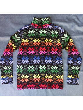 Hanna Anderson It Takes All Colors Rainbow Snowflake Turtle Neck Girls 8